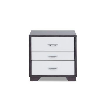20 Inch Rectangular Nightstand with Top In Black and White