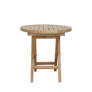 20 Inch Rounded Solid Wood Folding Outdoor Side Table In Natural