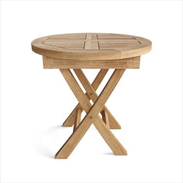 20 Inch Rounded Solid Wood Folding Outdoor Side Table In Natural