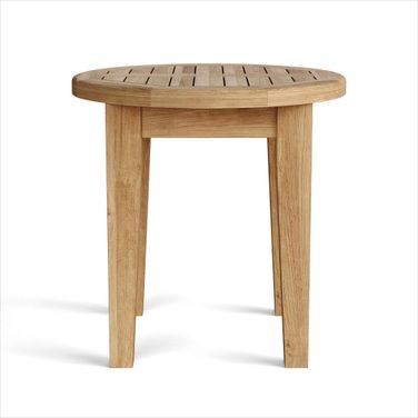 20 Inch Rounded Solid Wood Outdoor Side Table In Natural