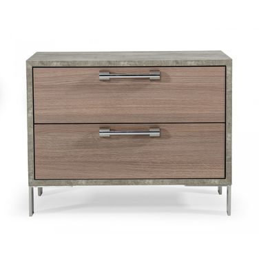 20 Inch Solid and Manufactured Wood Two Drawer Nightstand In Brown and Gray
