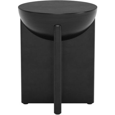 20 Inch Solid Wood Round Pedestal End Table In Black