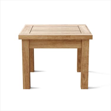 20 Inch Square Solid Wood Outdoor Side Table In Natural