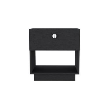 20 Inch Wood One Drawer Nightstand In Black