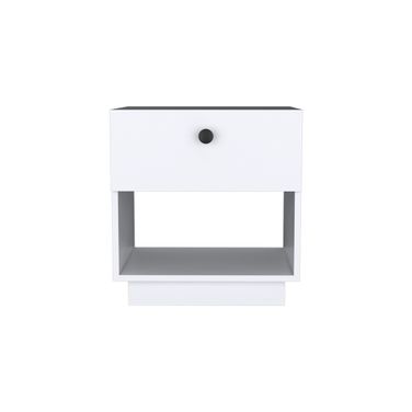 20 Inch Wood One Drawer Nightstand In White