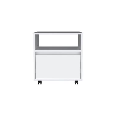20 Inch Wood One Drawer Nightstand In White