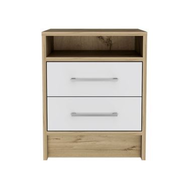 20 Inch Wood Two Drawer Nightstand