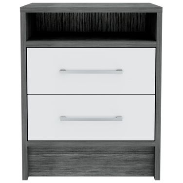 20 Inch Wood Two Drawer Nightstand