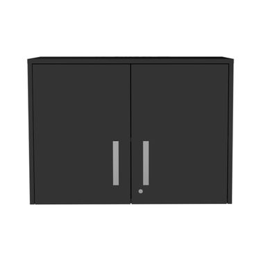 20 Inch Wood Wall Mounted Storage Cabinet with Two Doors In Black