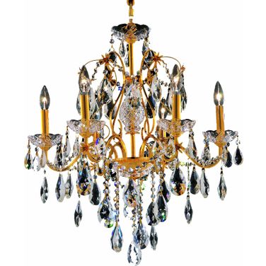 2016d24gRc St Francis 24" Gold 6 Light Chandelier With Clear Royal Cut Crystal Trim
