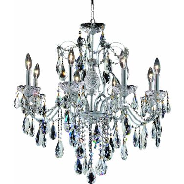 2016d26cRc St Francis 26" Chrome 8 Light Chandelier With Clear Royal Cut Crystal Trim