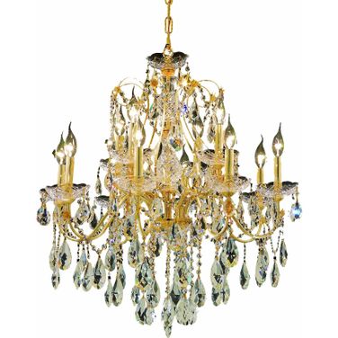 2016d28gRc St Francis 28" Gold 12 Light Chandelier With Clear Royal Cut Crystal Trim