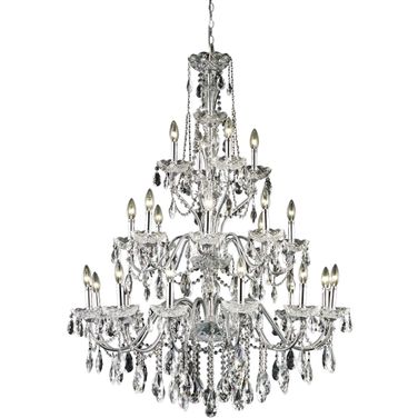 2016g36cRc St Francis 36" Chrome 24 Light Chandelier With Clear Royal Cut Crystal Trim