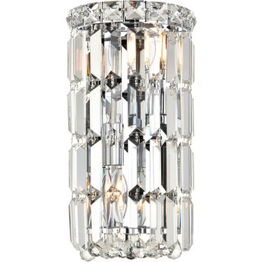 V2030W6C/RC Maxime 6" Chrome 2 Light Wall Sconce With Clear Royal Cut Crystal Trim