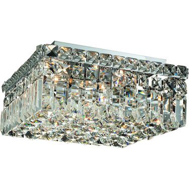 V2032F12C/RC Maxime 12" Chrome 4 Light Flush Mount With Clear Royal Cut Crystal Trim