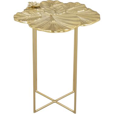 21 Inch Aluminum and Iron Cross Legs End Table In Gold