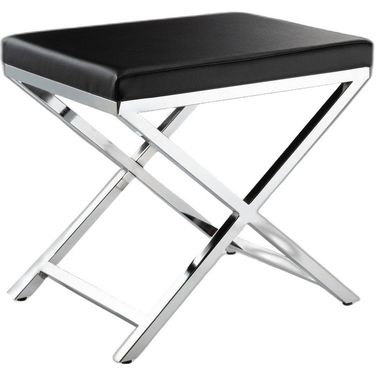 21 Inch Faux Leather Vanity Chair In Silver and Black