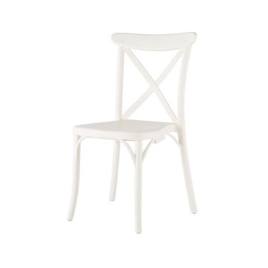 21 Inch Heavy Duty Plastic Outdoor Stacking Dining Chairs Set of 4 In White