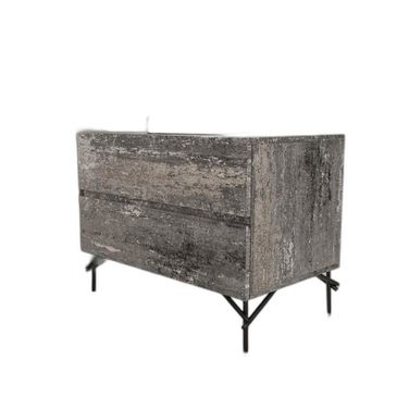21 Inch Iron and Wood Two Drawer Nightstand In Gray