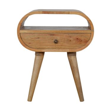21 Inch Solid Wood Oval One Drawer Nightstand In Natural