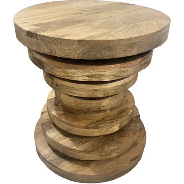 21 Inch Solid Wood Round Natural Accent/End Table In Brown