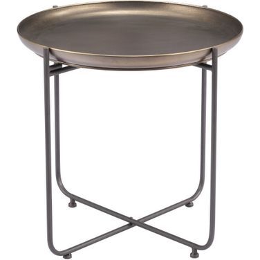 21 Inch Steel Round Cross Legs End Table In Bronze and Grey