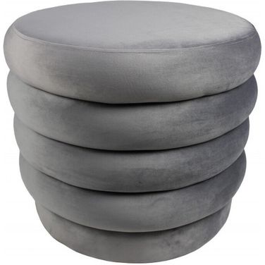 21 Inch Velvet Tufted Round Cocktail Ottoman In Gray