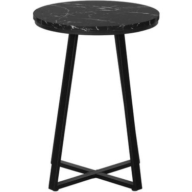 22 Inch Accent Table In Black Marble And Black Metal I 2179