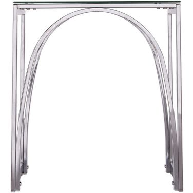 22 Inch Glass and Iron Square End Table In Chrome