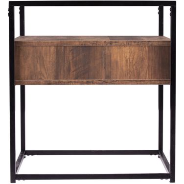 22 Inch Glass and Iron Square End Table with Drawer with Shelf In Black