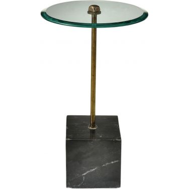 22 Inch Glass Round End Table In Clear and Black