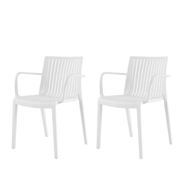 22 Inch Heavy Duty Plastic Outdoor Stacking Arm Chairs Set of 4 In White