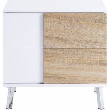 22 Inch High Gloss Manufactured Wood Rectangular End Table with Two Drawers In White