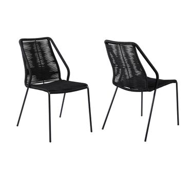 22 Inch Metal Outdoor Dining Chair Set of 2 In Black