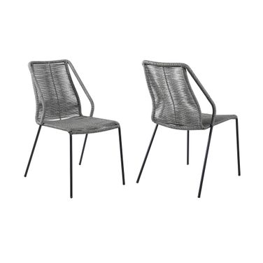 22 Inch Metal Outdoor Dining Chair Set of 2 In Gray