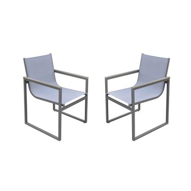 22 Inch Metal Outdoor Dining Chair Set of 2 In Light Gray