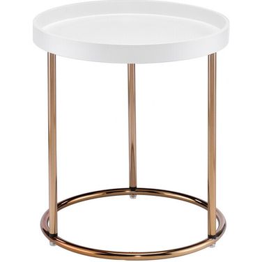 22 Inch Round End Table In White and Copper