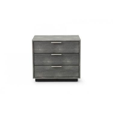 22 Inch Solid and Manufactured Wood Shagreen Three Drawer Nightstand In Gray