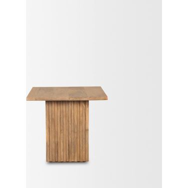 22 Inch Solid Wood Square Block End Table In Brown
