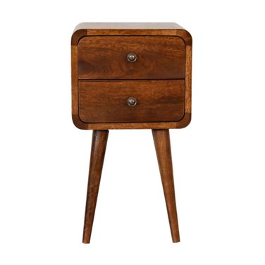 22 Inch Solid Wood Two Drawer Nightstand In Brown