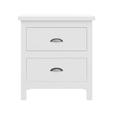 22 Inch Solid Wood Two Drawer Nightstand In White