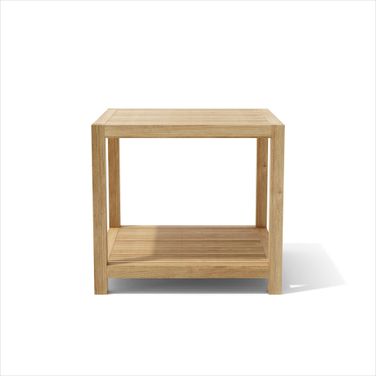 22 Inch Square Solid Wood Outdoor Side Table In Natural