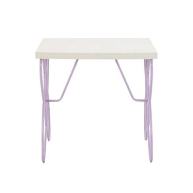 22 Inch Steel and Wood Nightstand In Lilac