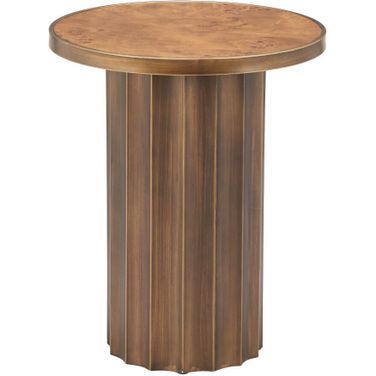 22 Inch Steel Round Pedestal End Table In Brown