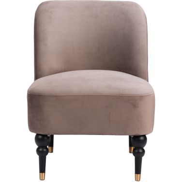 22 Inch Velvet and Upholstered Side Chair In Black and Taupe