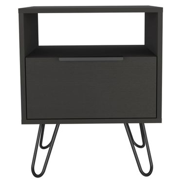 22 Inch Wood Nightstand In Black