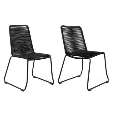 23 Inch Metal Outdoor Dining Chair Set of 2 In Black