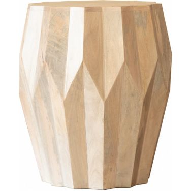 23 Inch Solid Wood Round Drum End Table In Natural