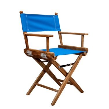 23 Inch Wood Solid Wood Indoor Outdoor Director Chair In Blue and Natural