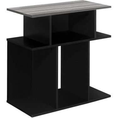 24 Inch Accent Table In Black And Grey Top